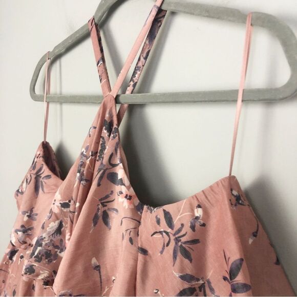 EXPRESS | Floral Off the Shoulder V Halter Blouse Purple Blue Women’s Size XS - Picture 2 of 10